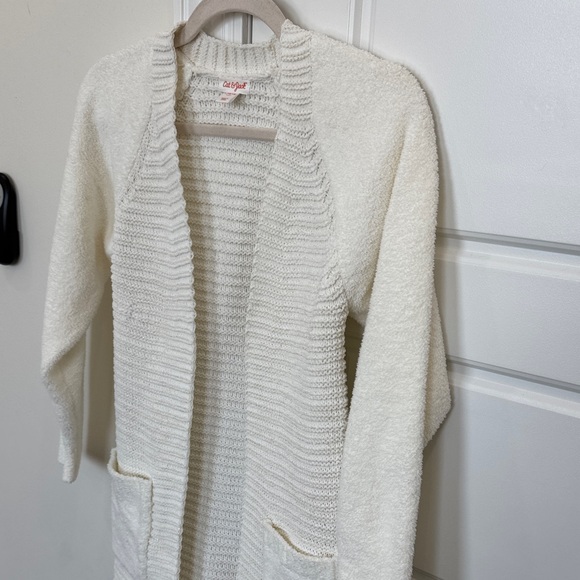 Like New! Cat & Jack Girls Duster Open-front Cardigan Sweater Cream Ivory - Picture 5 of 5
